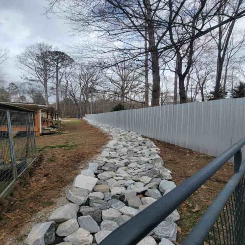 Metal Privacy Fence And Drainage System In Dallas, Ga